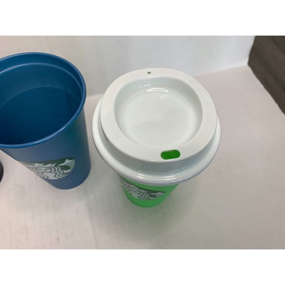 New Starbucks Reuseable Hot Cups 6 cups 6 lids 16 oz Multicolor Changes Colors - Picture 5 of 5